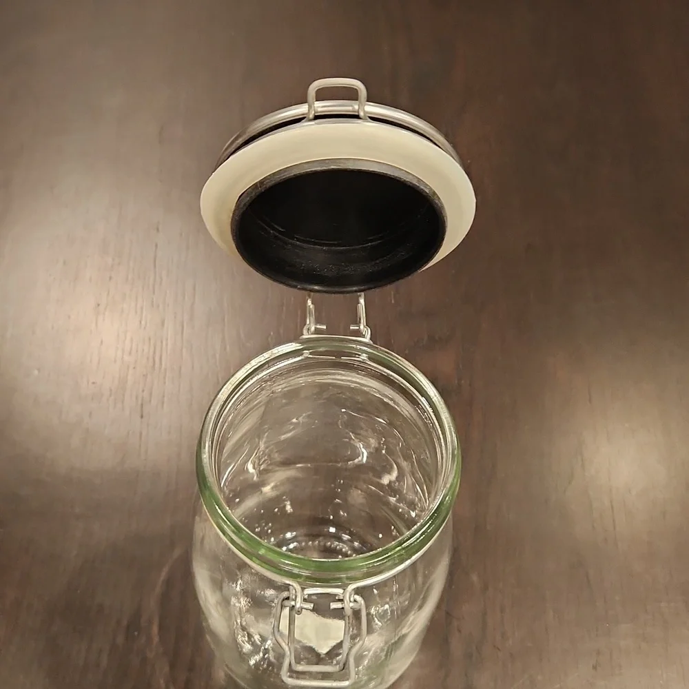 West Elm Storage Glass Jars, Silver Lid w/Kilner latch closure NWT set of 2